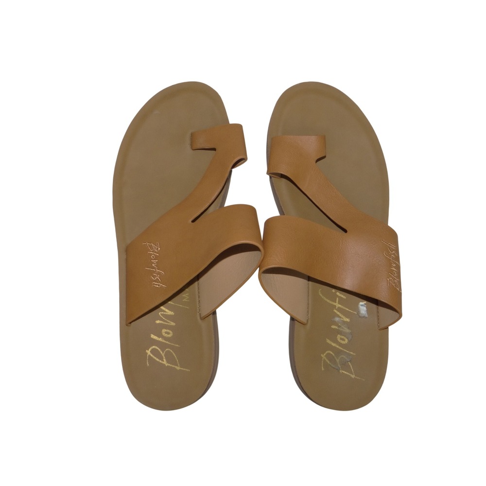 Blowfish Malibu Womens Tan Faux Leather Toe Loop Slide Sandals Size 7 EU 37